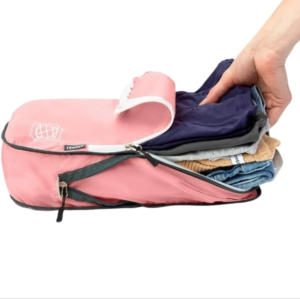 TRIPPED Compression Packing Cubes - 6-Piece Travel Essential Set - Dusty Rose